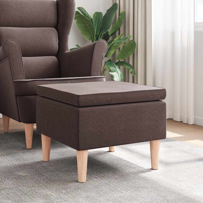 Scaun cu picioare din lemn, maro închis, material textil