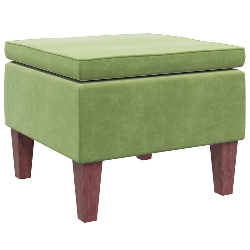 Scaun cu picioare din lemn, verde deschis, catifea