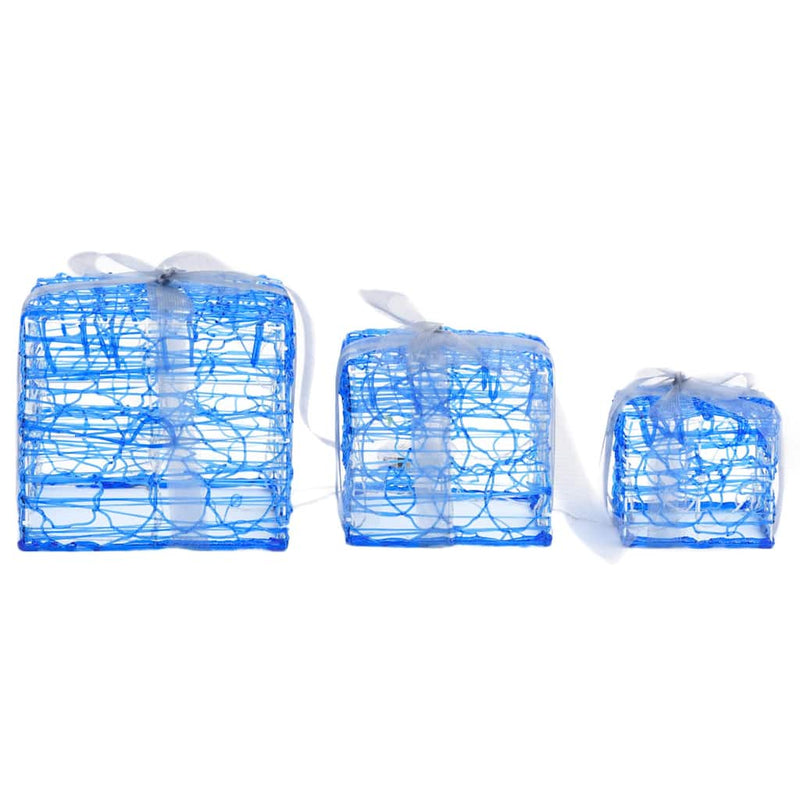 Cutii cadou de Crăciun decorative, 3 buc., alb rece, acril