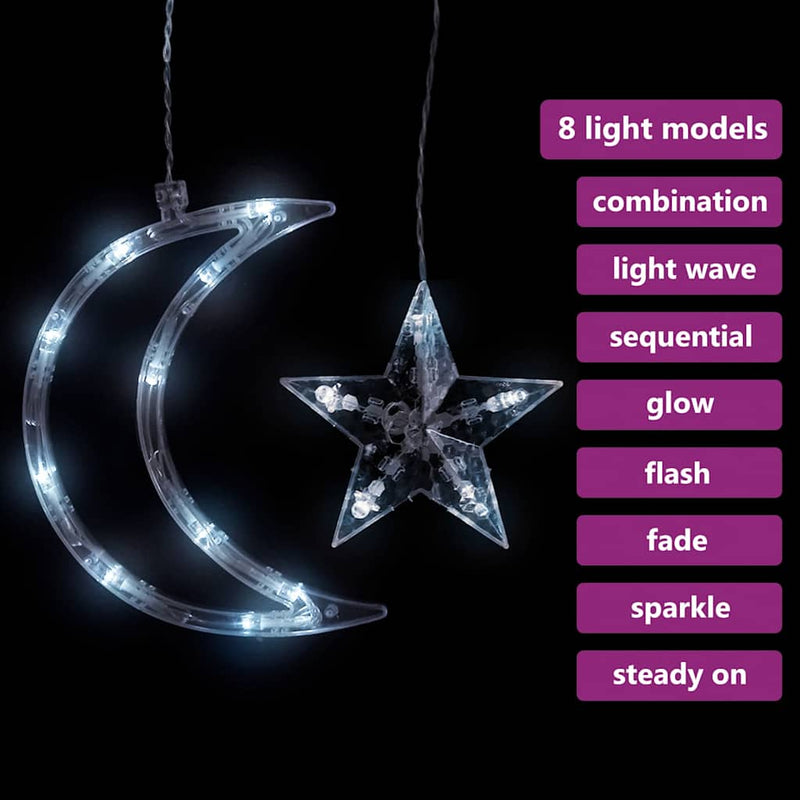 Lumini lună și stele, 138 LED-uri, alb rece, cu telecomandă