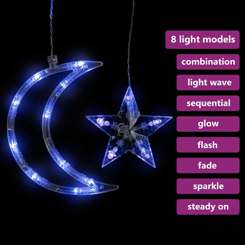 Lumini lună și stele, 138 LED-uri, albastru, cu telecomandă