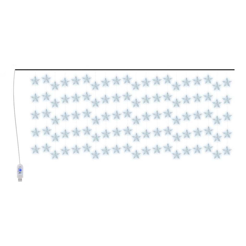 Instalație lumini tip perdea stele 500 LED alb rece 8 funcții