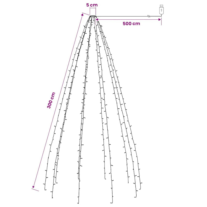 Instalație brad de Crăciun cu 300 LED-uri, alb rece, 300 cm