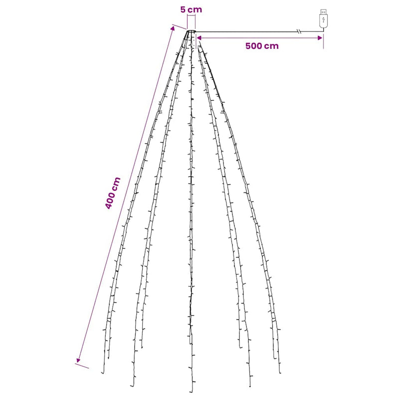 Instalație brad de Crăciun cu 400 LED-uri multicolor 400 cm