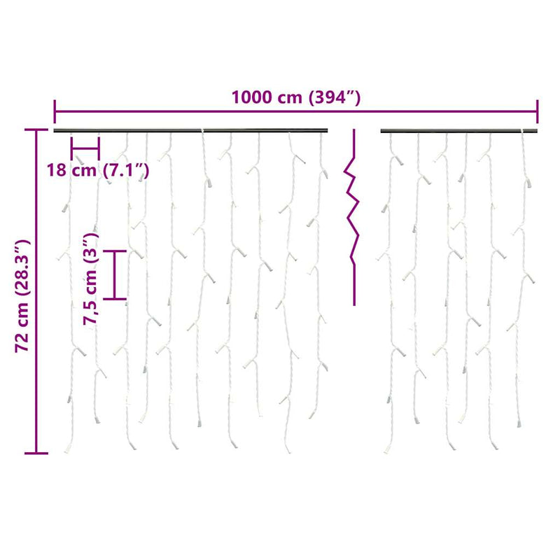 Lumini de perdea tip gheață 400 LED-uri albastru 8 funcții 10 m