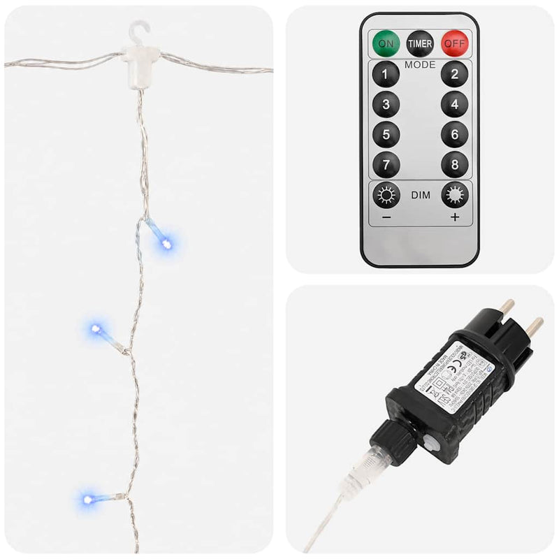 Instalație lumini tip perdea 300 LED albastru 3x3 m 8 funcții