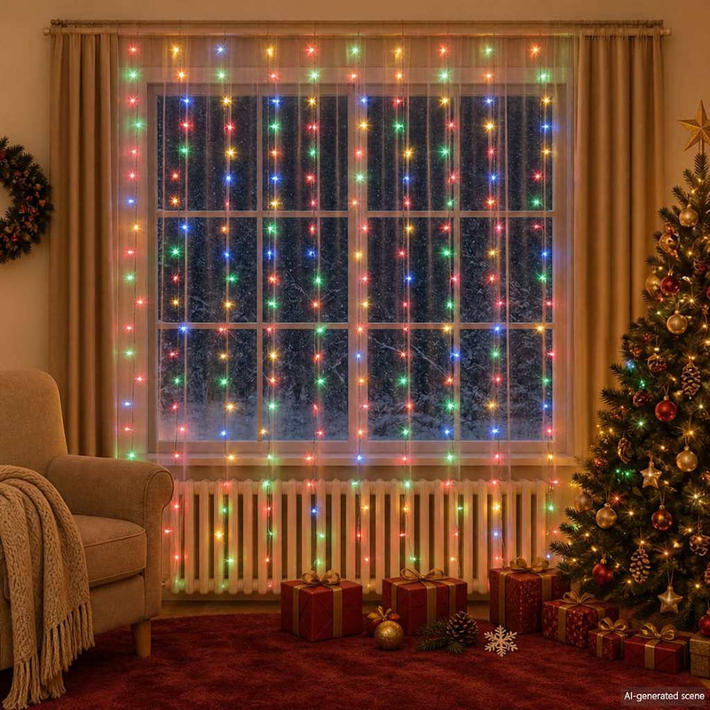 Instalație lumini tip perdea 300 LED multicolor 3x3 m 8 funcții