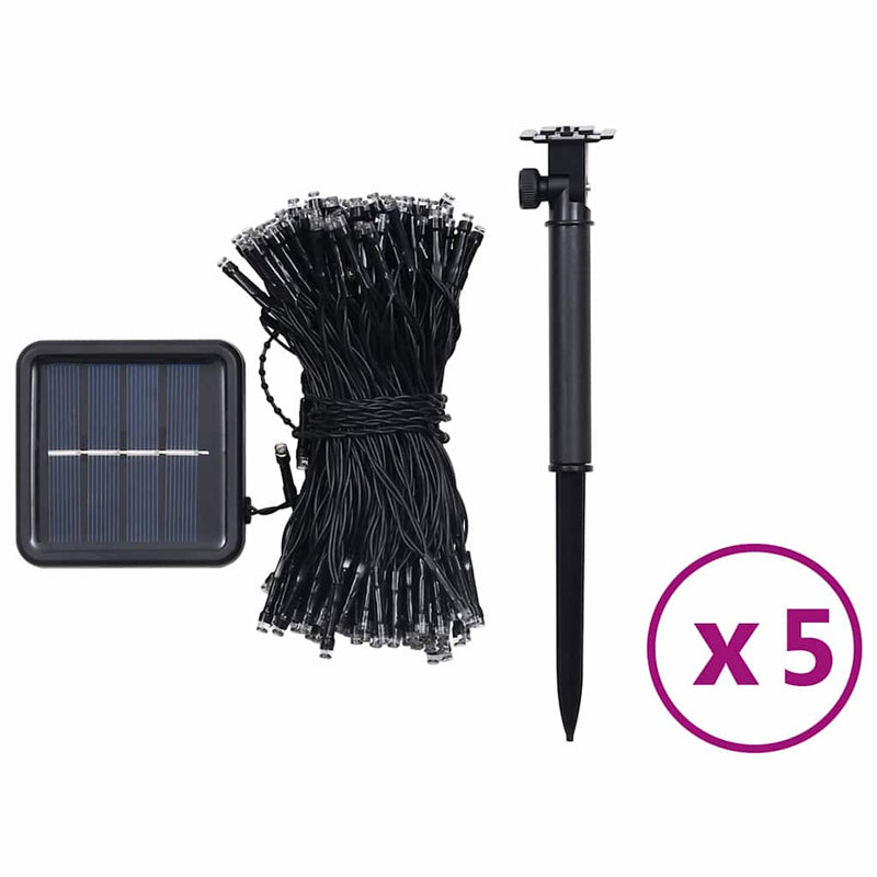 Lumini solare feerice 5 buc 5x200 LED colorat interior/exterior