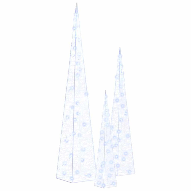 Set conuri decorative cu LED-uri albastru 30/45/60 cm acrilic