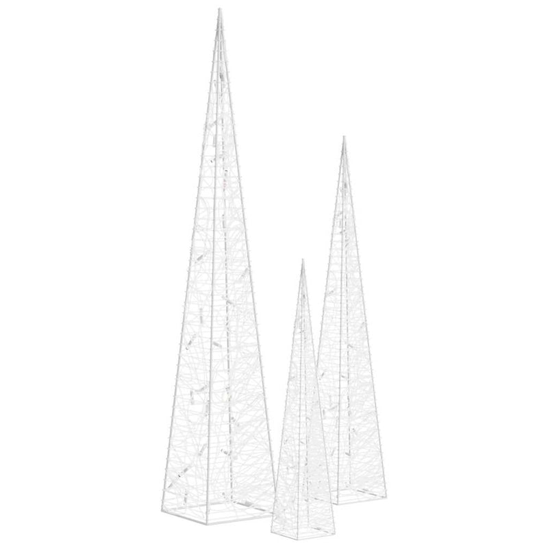 Set conuri decorative cu LED-uri albastru 30/45/60 cm acrilic