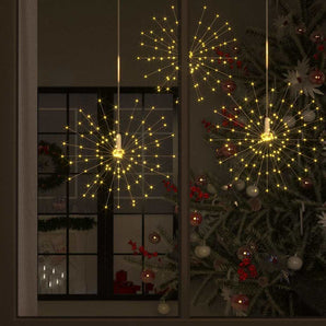 Lampă cu artificii de Crăciun, 140 LED-uri, alb cald, 20 cm