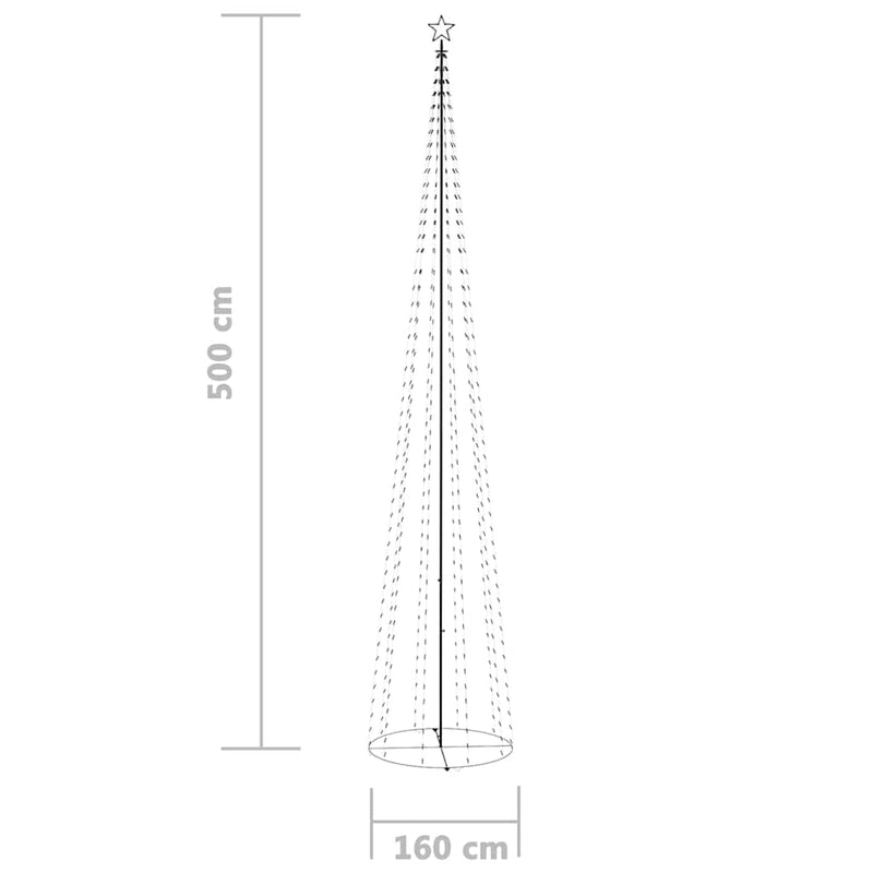 Decorațiune brad Crăciun conic 752 LED-uri albastru 160x500 cm