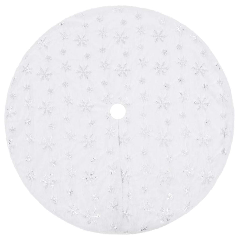 Fustă de lux pentru brad de Crăciun, albă, 122 cm, blană artificială