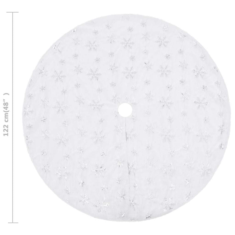 Fustă de lux pentru brad de Crăciun, albă, 122 cm, blană artificială