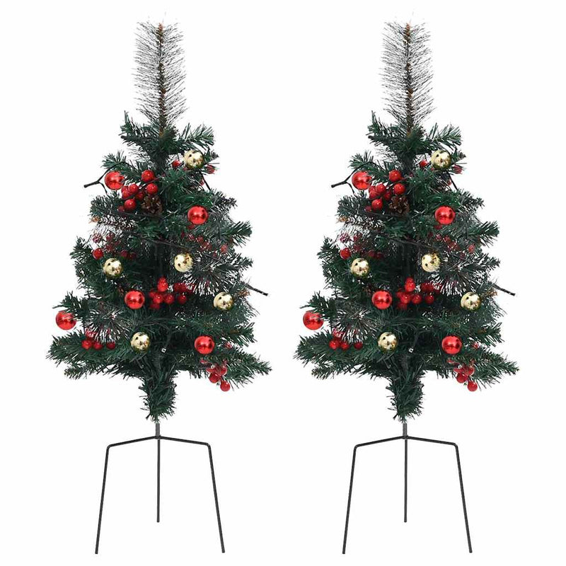 Brazi artificiali Crăciun pre-iluminați de alee 2 buc 76 cm PVC