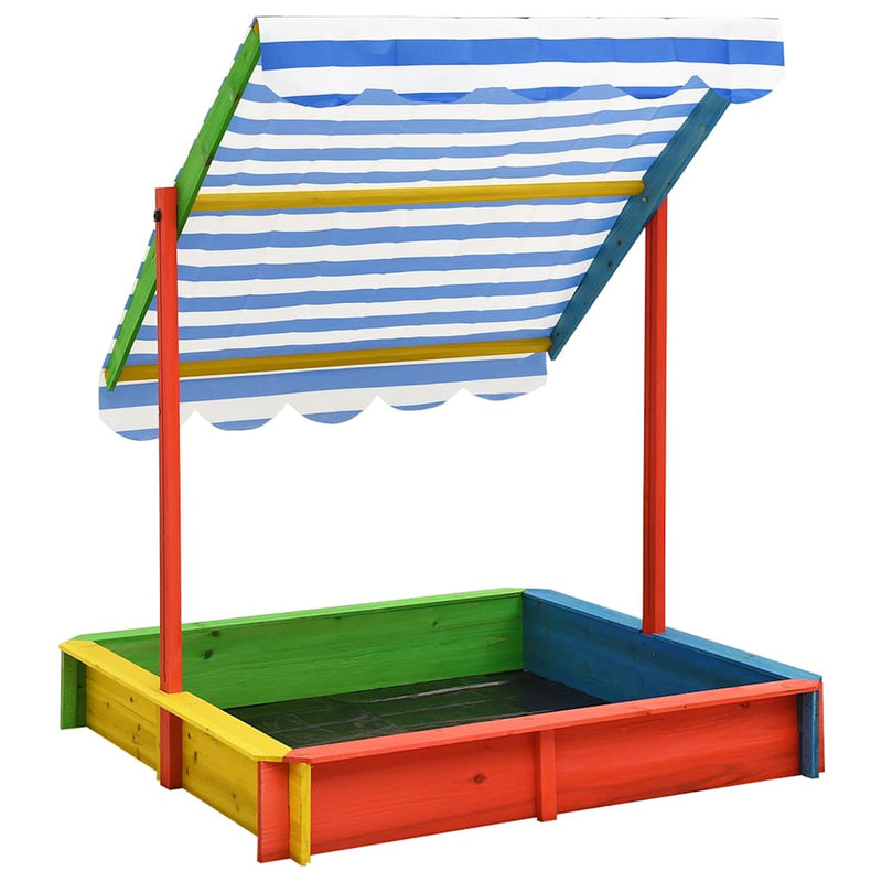 Cutie de nisip cu acoperiș ajustabil, multicolor lemn brad UV50