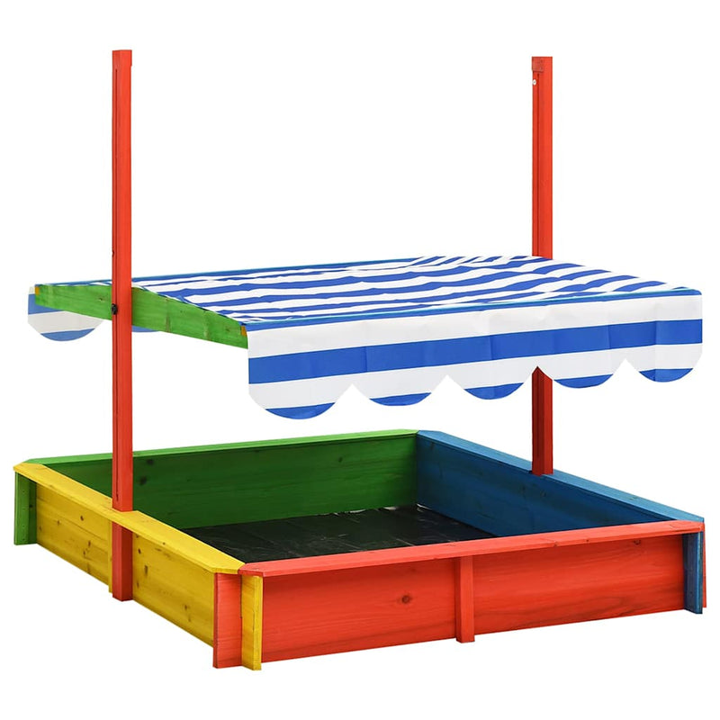 Cutie de nisip cu acoperiș ajustabil, multicolor lemn brad UV50