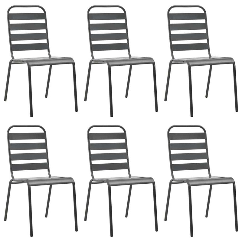 Set mobilier pentru grădină, 7 piese, gri închis, oțel