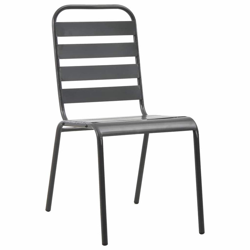 Set mobilier pentru grădină, 7 piese, gri închis, oțel