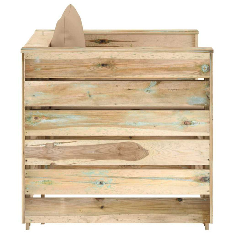 Set mobilier grădină, 2 piese, cu perne, verde, lemn impregnat
