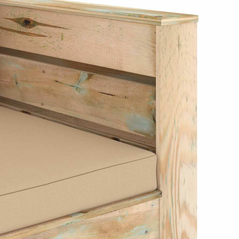 Set mobilier grădină, 2 piese, cu perne, verde, lemn impregnat