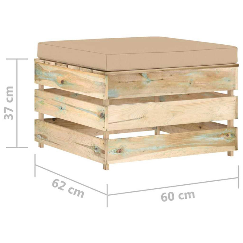 Set mobilier grădină, 2 piese, cu perne, verde, lemn impregnat