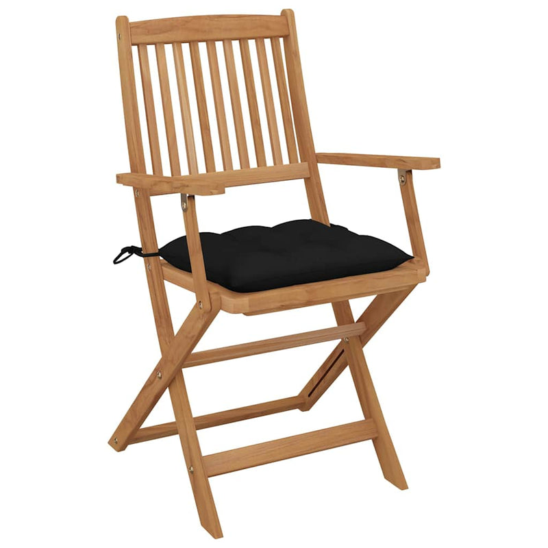 Scaune pliante 8 buc cu perne din lemn masiv de salcâm