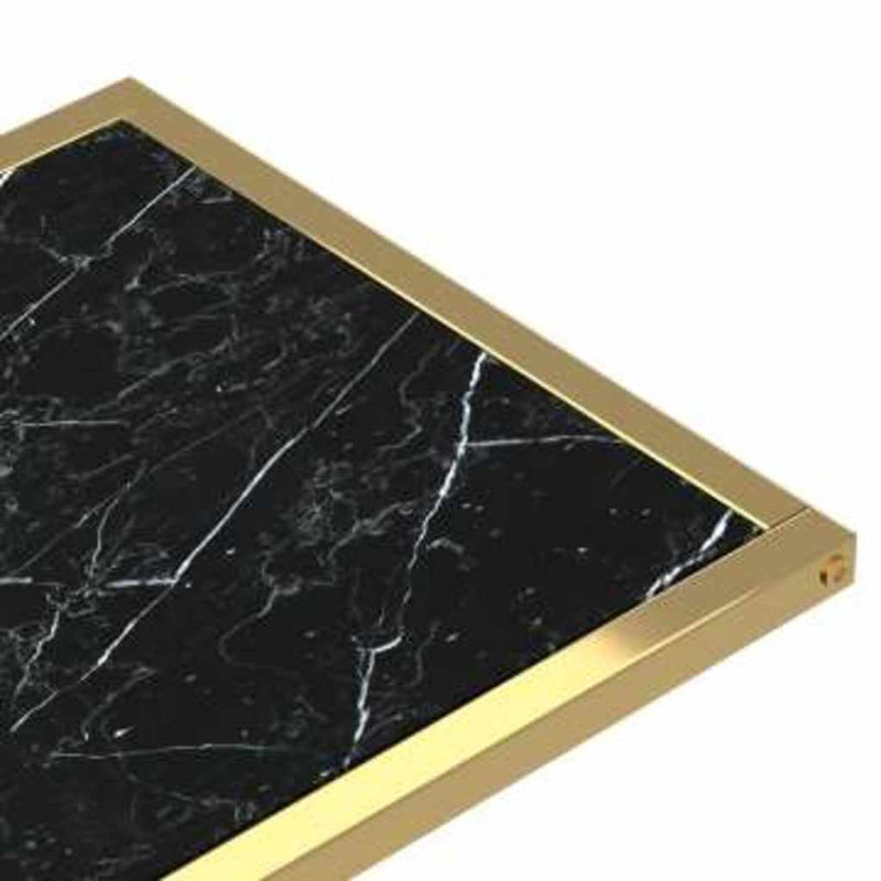 Masă laterală calculator negru marmură 50x35x65 cm sticlă