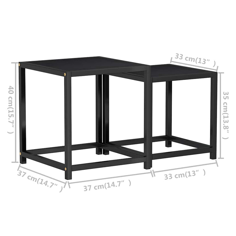Mese de ceai, 2 buc., negru, MDF