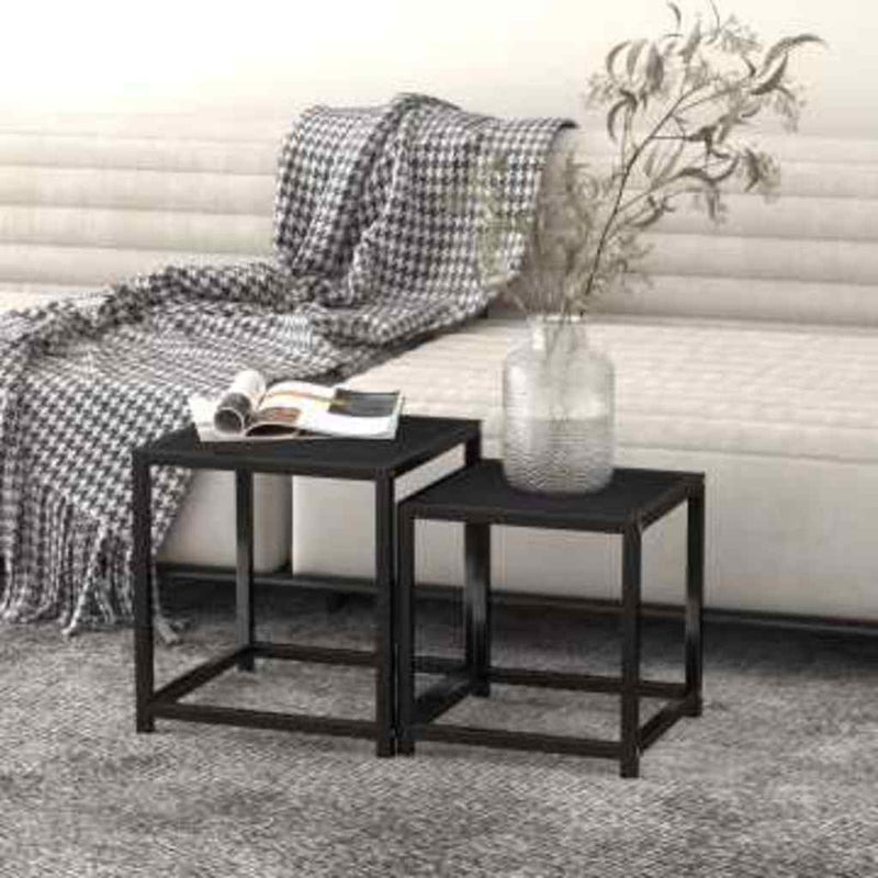 Mese de ceai, 2 buc., negru, MDF