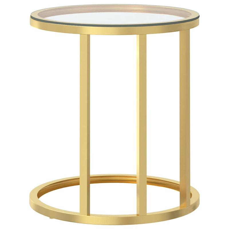 Masă laterală, auriu și transparent,45 cm, sticlă securizată