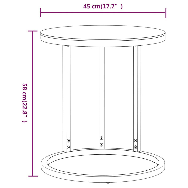 Masă laterală, auriu și transparent,45 cm, sticlă securizată