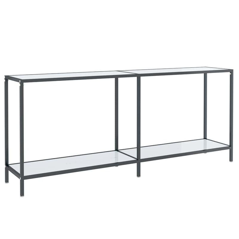 Masă consolă,alb, 180x35x75,5 cm, sticlă securizată