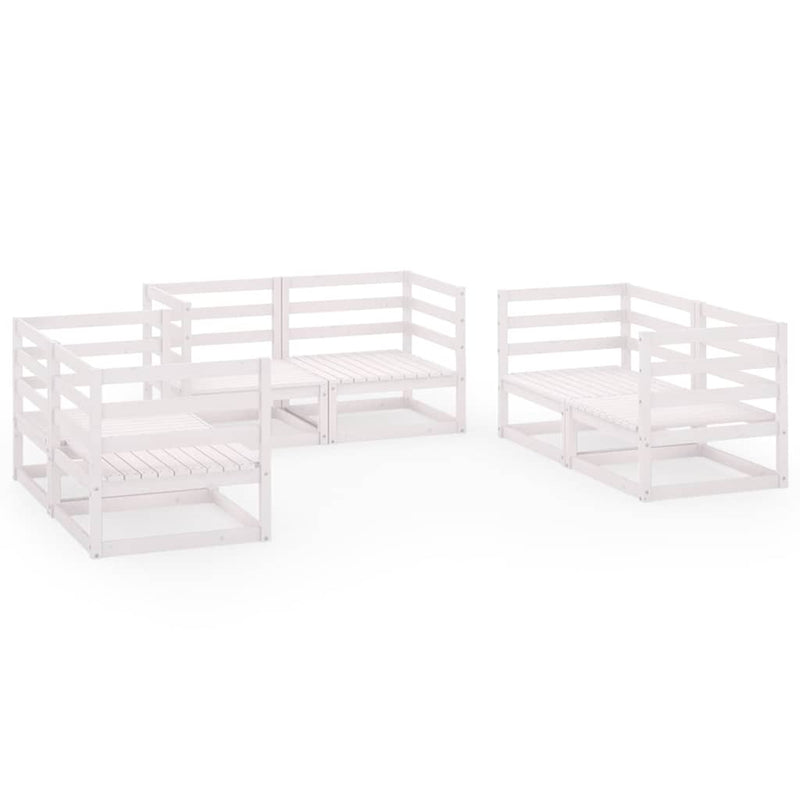 Set mobilier de grădină, 6 piese, alb, lemn masiv de pin