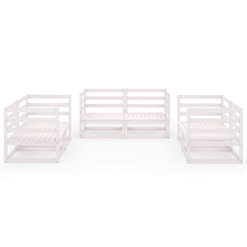 Set mobilier de grădină, 6 piese, alb, lemn masiv de pin