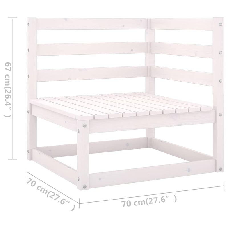 Set mobilier de grădină, 6 piese, alb, lemn masiv de pin