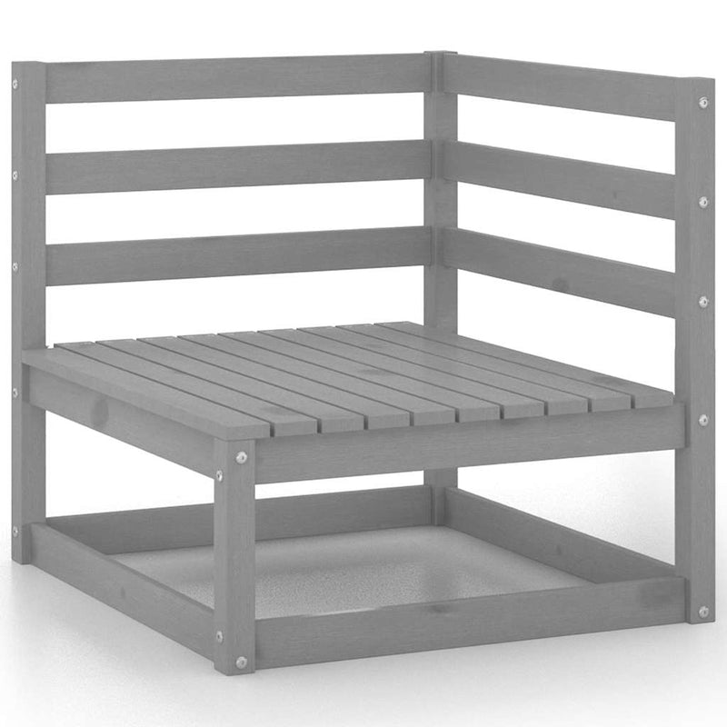 Set mobilier de grădină, 10 piese, gri, lemn masiv de pin
