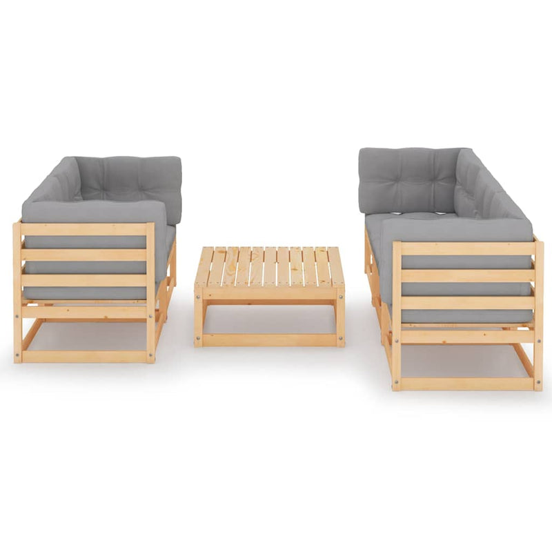 Set mobilier de grădină cu perne, 6 piese, lemn masiv de pin
