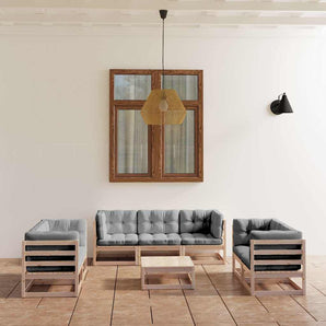 Set mobilier de grădină cu perne, 8 piese, lemn masiv de pin