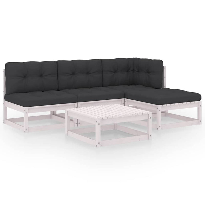 Set mobilier de grădină cu perne, 5 piese, lemn masiv de pin