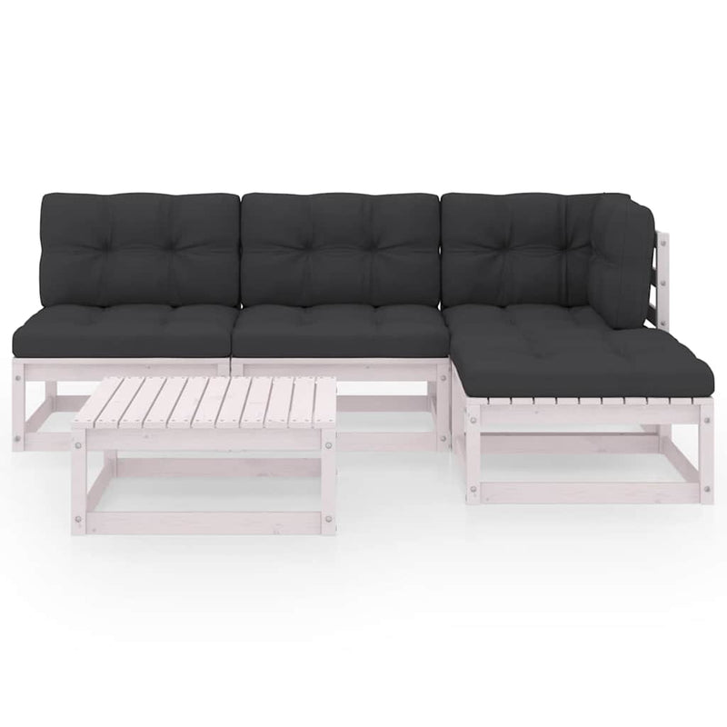 Set mobilier de grădină cu perne, 5 piese, lemn masiv de pin