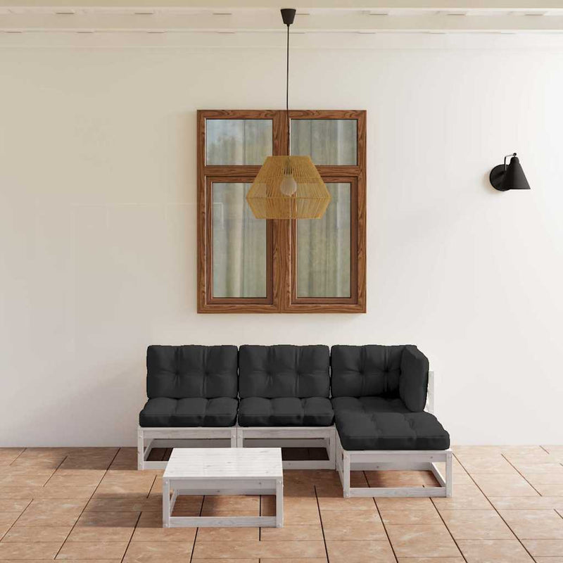 Set mobilier de grădină cu perne, 5 piese, lemn masiv de pin