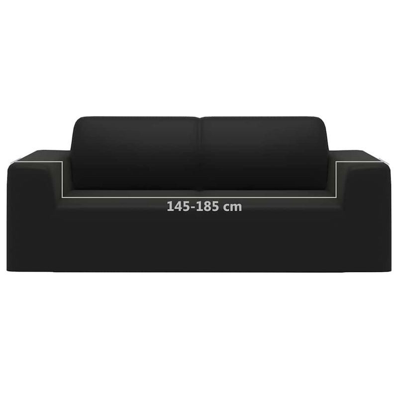 Husă elastică pentru canapea cu 2 locuri negru poliester jerseu