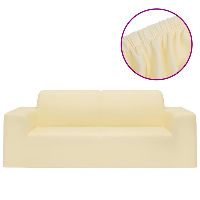 Husă elastică pentru canapea cu 2 locuri poliester jersey crem
