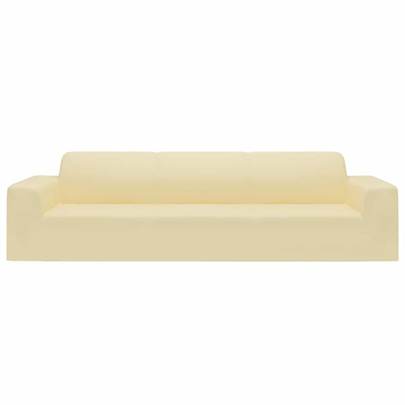 Husă elastică pentru canapea cu 4 locuri poliester jersey crem