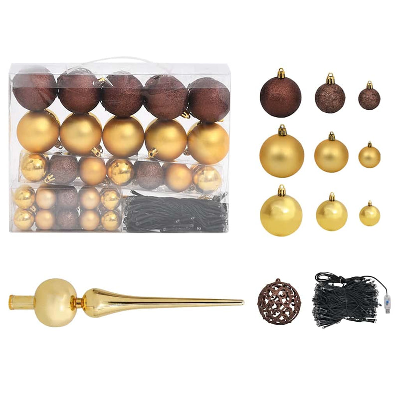 Brad Crăciun pre-iluminat cu set globuri, negru, 240 cm, PVC