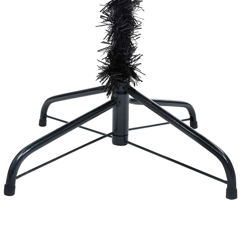 Brad Crăciun pre-iluminat cu set globuri, negru, 210 cm, PVC