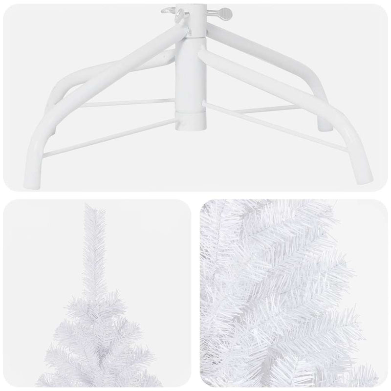 Brad Crăciun pre-iluminat artificial set globuri alb 180 cm PVC