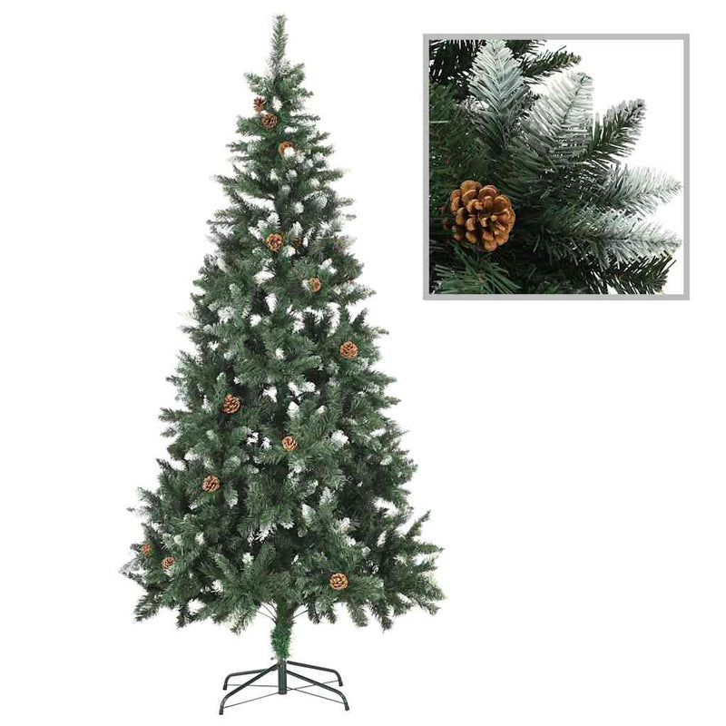 Brad de Crăciun pre-iluminat artificial cu set globuri, 210 cm