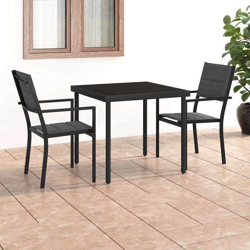 Set mobilier de exterior, 3 piese, oțel